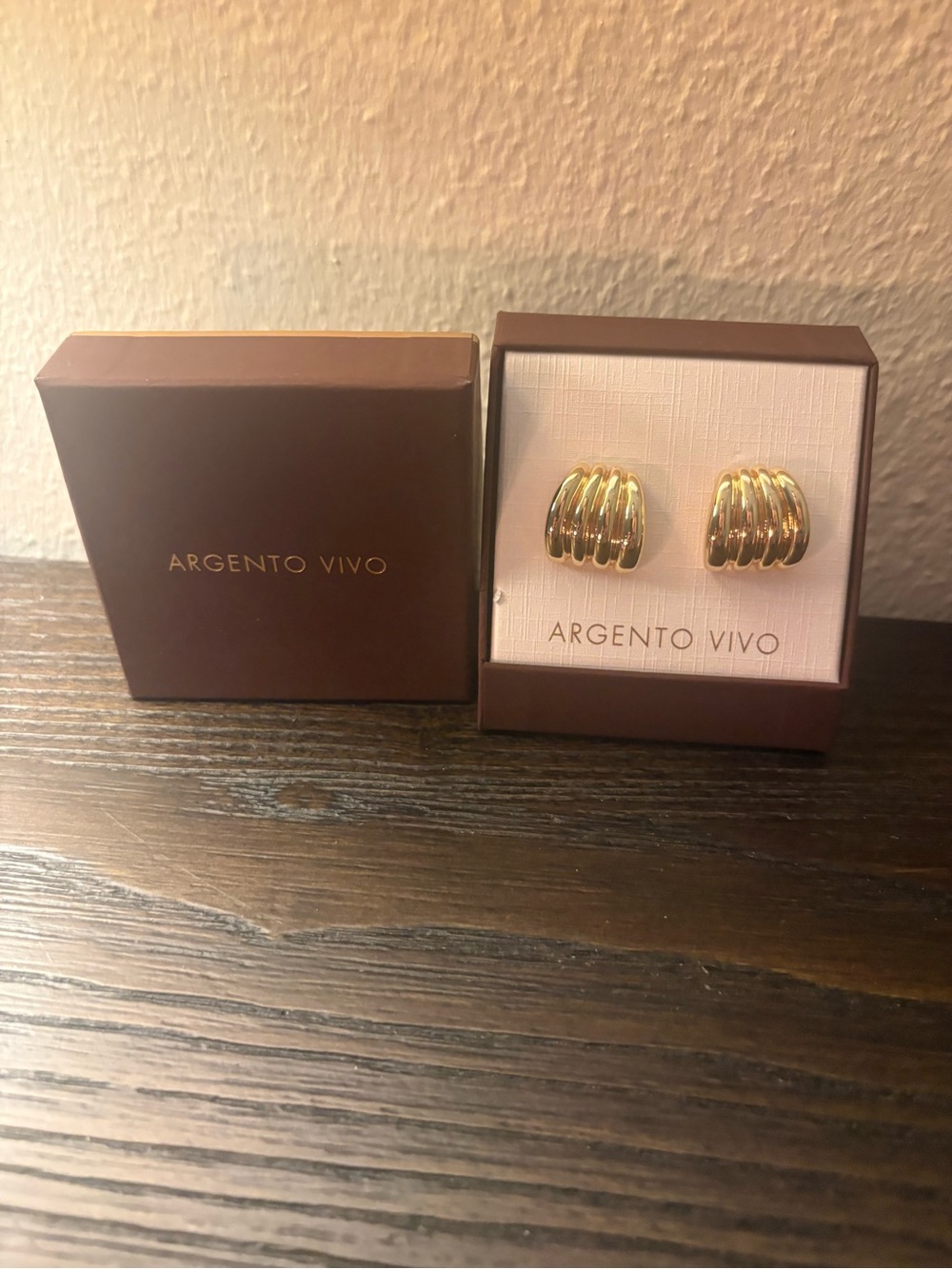 NEW Argento Vivo Gold Ribbed Earrings